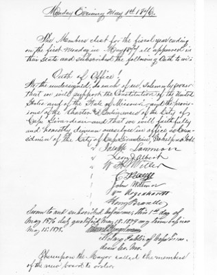  Signature of William Regenhardt - Cape City Council minutes May 1, 1876. 