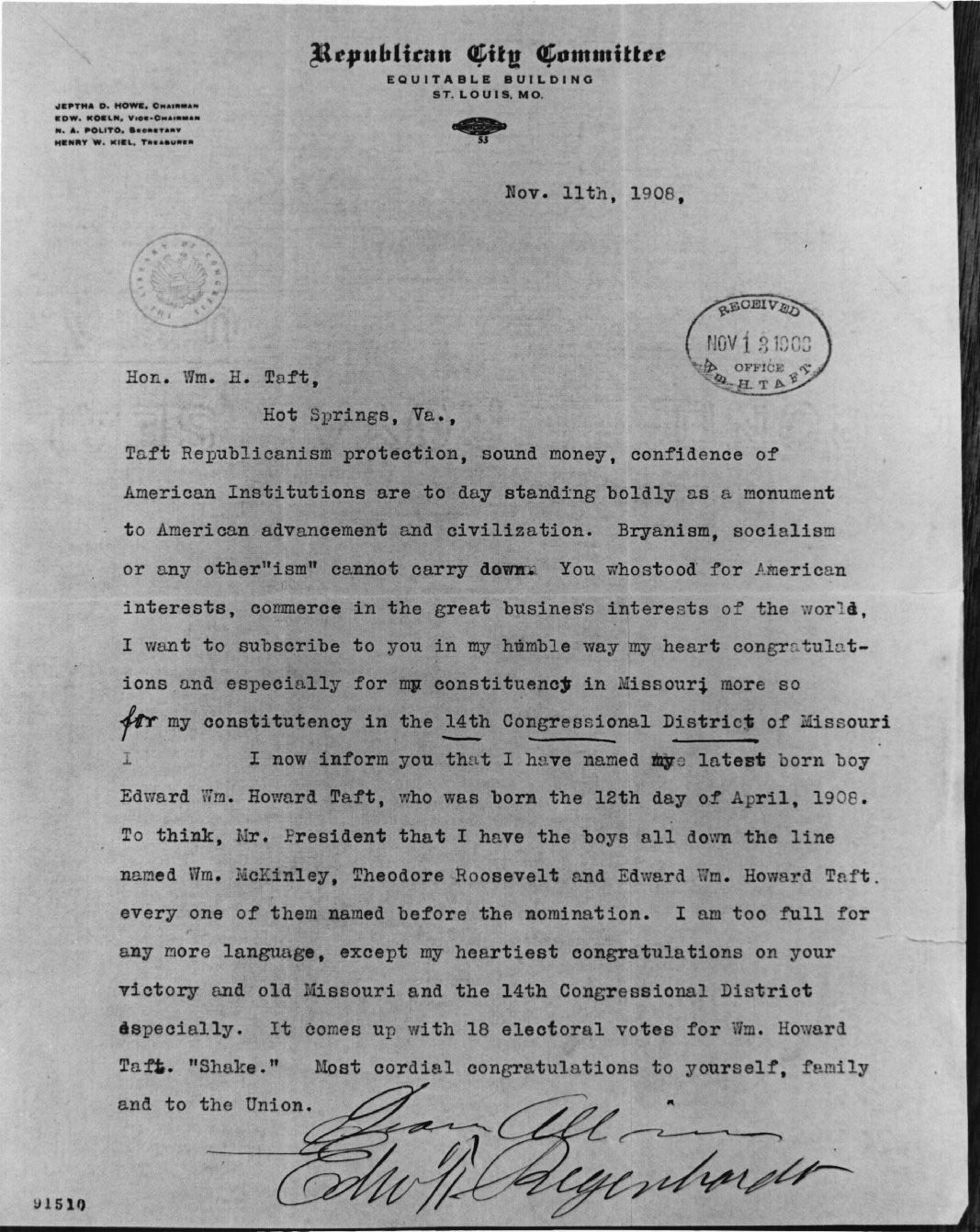 Letter to Taft 