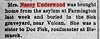 Nancy Underwood nee Sisk remains returned Iron County Register 31 Mar 1921 pg 2