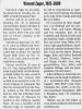 Vincent Zager Obit - Columbia Daily Tribune 25 Dec 2009 pg 13 col 1