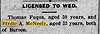 Birdie Mcneely to Thomas Fuqua marriagle License Stockton Daile Evening Record 18 Dec 1905 pg 3