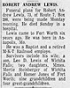 Robert Andrew Lewis Obit - Ft. Worth Star-Telegram 18 Feb 1957 pg 4 col 8