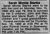 Sarah Minnie Stanke nee Freemire - The News Tribune (Wacoma) 17 Nov 1999 pg 26 col 4 Sarah Minnie Stanke nee Freemire - The News Tribune (Wacoma) 17 Nov 1999 pg 26 col 4