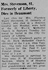 Florence Stevenson nee Maury Obit - The Liberty Vindicator - 10 Mar 1949 pg 4 col 7