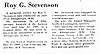 Roy G Stevenson Obit Roy G Stevenson Obit