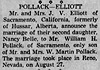 William H Polack to Nancy Belle Elliot Marriage announcement - Calgary Herald - 23 Sep 1939 pg 16 col 2