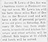 Jerome Lewis sells farm Wayne County Journal-Banner 10 Feb 1944 pg 4