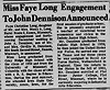 John Dennison to Faye Long engagement The Daily Standard (Sikeston, MO) 24 Oct 1964 pg 3 col 3