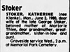 Katherine Stoker nee Klenke Obit STL Post Dispatch 3 Jun 1980 pg 10C (34) col 3 Katherine Stoker nee Klenke Obit STL Post Dispatch 3 Jun 1980 pg 10C (34) col 3