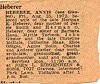 Giesler, Annis (wife if Herman O Heberer) obit Giesler, Annis (wife if Herman O Heberer) obit
