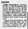 Abram, Pauline M Obit STL Post-Dispatch 16 Oct 1978 Mon Pg 16 Abram, Pauline M Obit STL Post-Dispatch 16 Oct 1978 Mon Pg 16