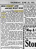 West, Rutherford Archie to Levare Wikoff wedding - Decatur Harold 23 Jun 1921