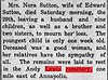 Nora Evaline Lewis Sutton (1876-1915)obit